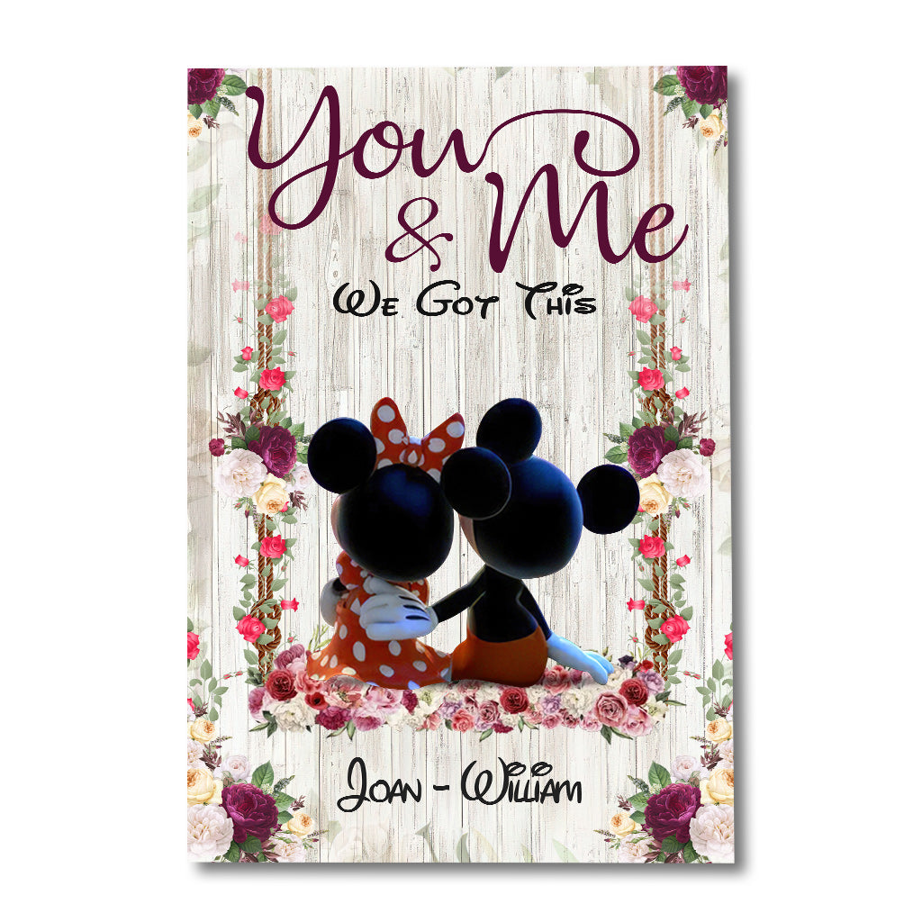 Personalized Mickey Mouse Canvas Art Custom Name Gift for Couple