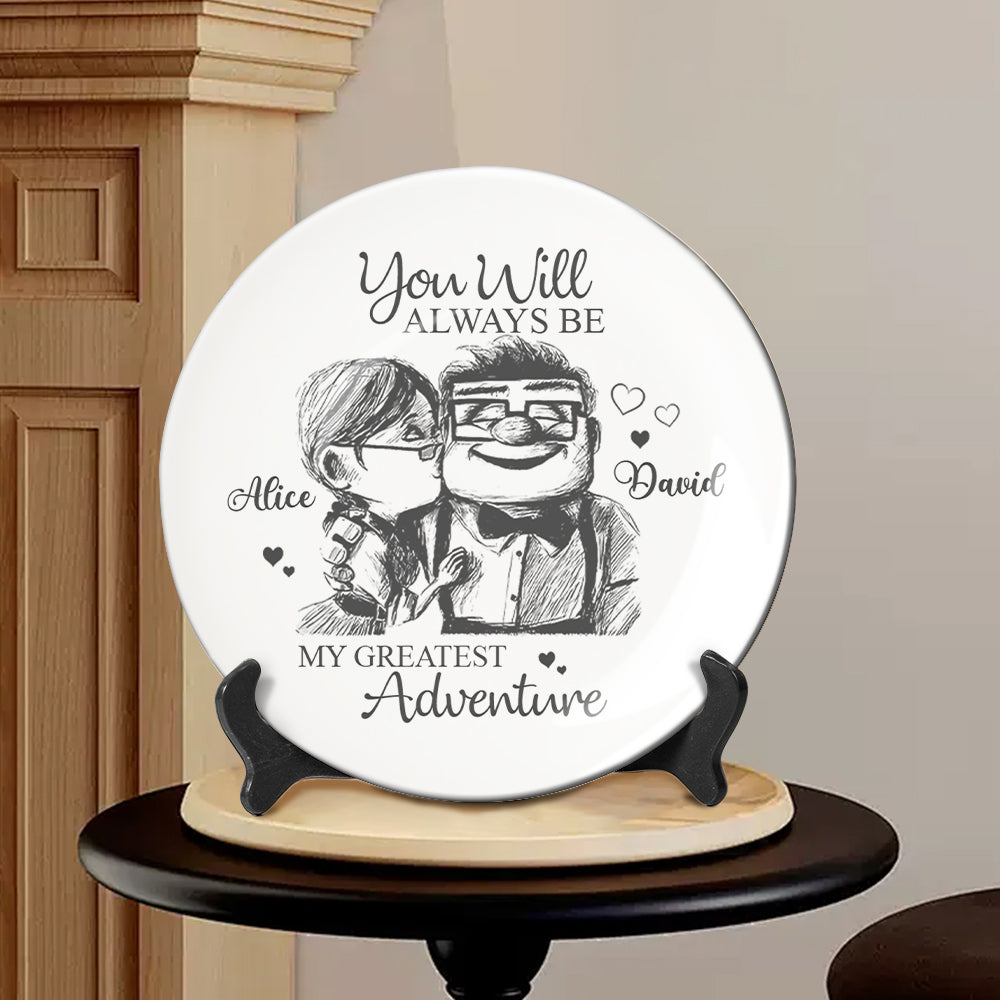 Personalized Ceramic Round Plate Custom Name Gift for Couple