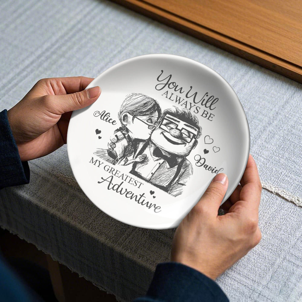 Personalized Ceramic Round Plate Custom Name Gift for Couple