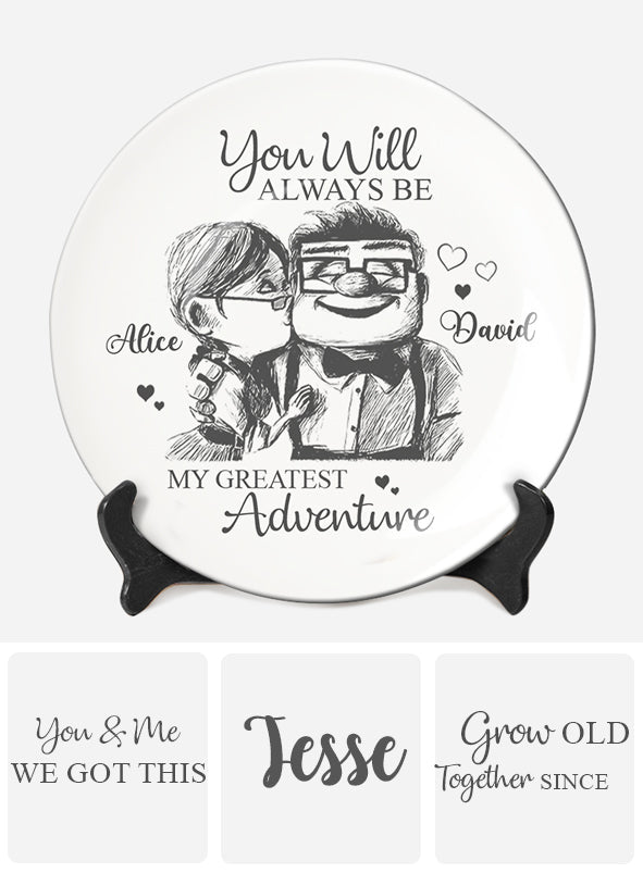 Personalized Ceramic Round Plate Custom Name Gift for Couple