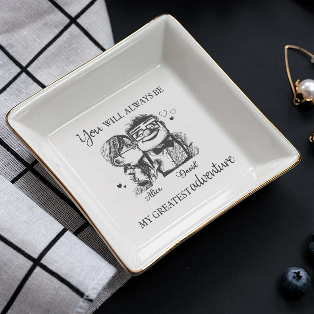 Personalized Ceramic Mouse Jewelry Dish Custom Name Gift for Couple