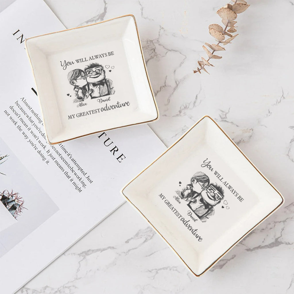 Personalized Ceramic Mouse Jewelry Dish Custom Name Gift for Couple