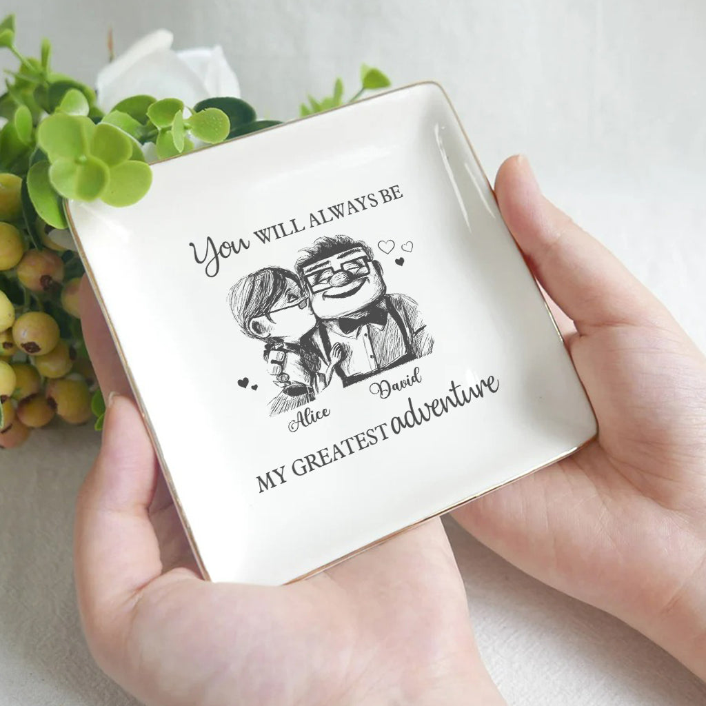 Personalized Ceramic Mouse Jewelry Dish Custom Name Gift for Couple