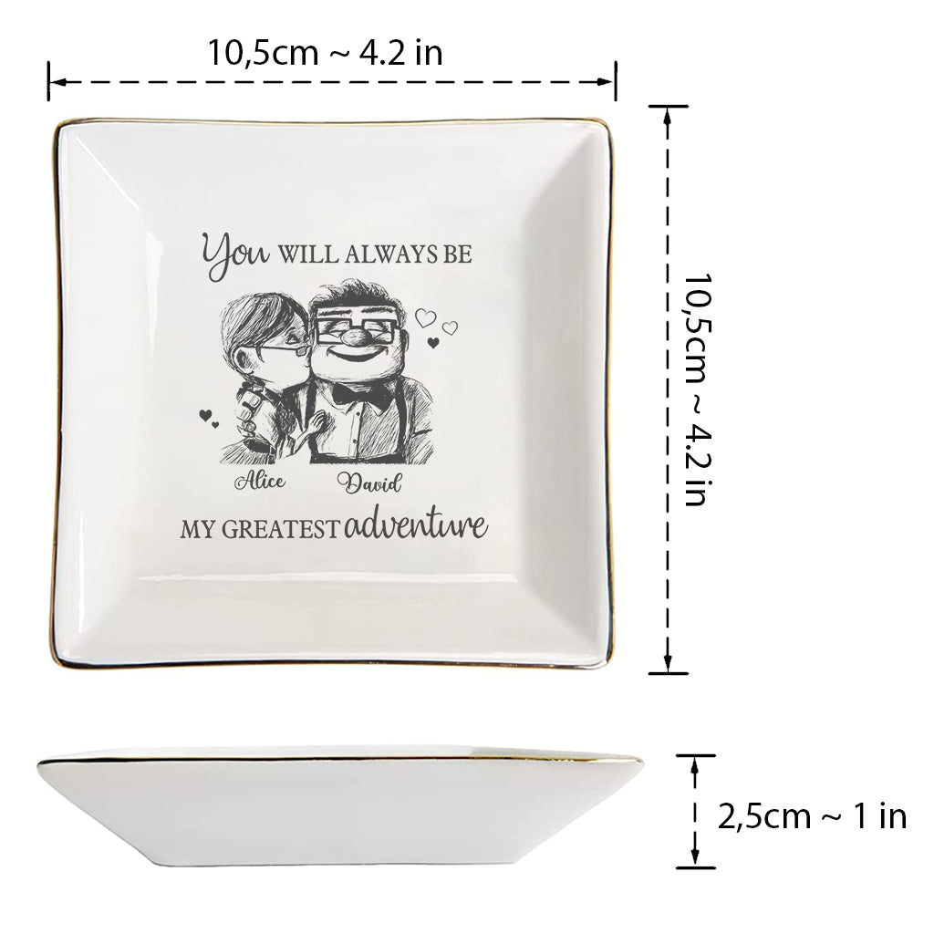 Personalized Ceramic Mouse Jewelry Dish Custom Name Gift for Couple