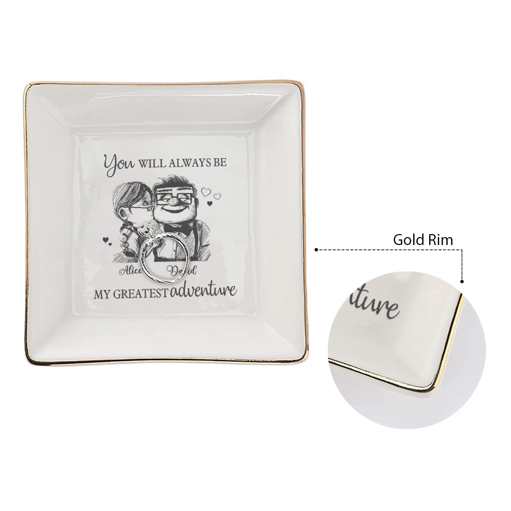 Personalized Ceramic Mouse Jewelry Dish Custom Name Gift for Couple