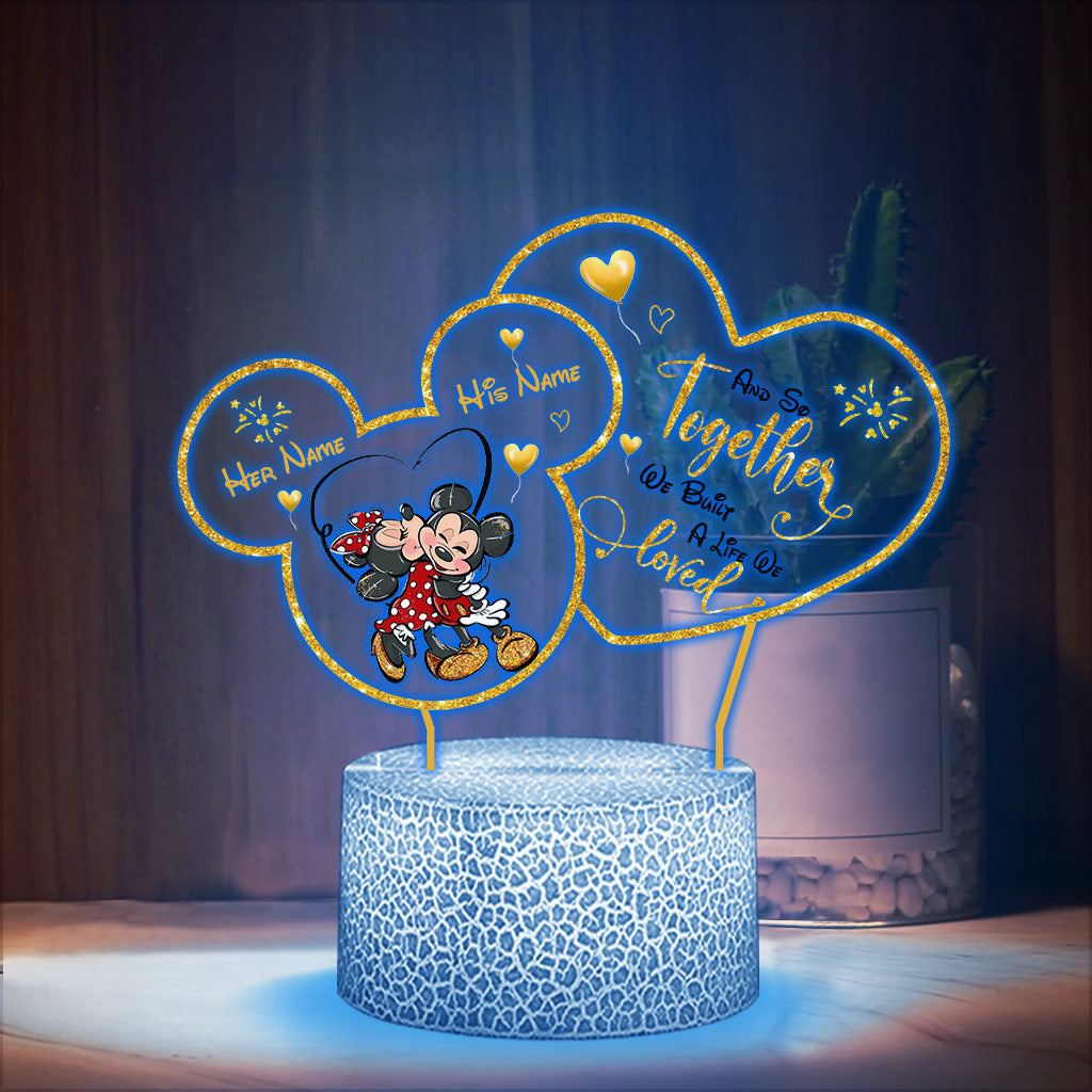 Personalized Mouse Shaped LED Plaque Light Base for Couples