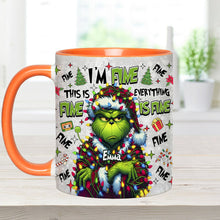 Load image into Gallery viewer, Personalized Christmas Accent Mug with Grinch Design for Mom
