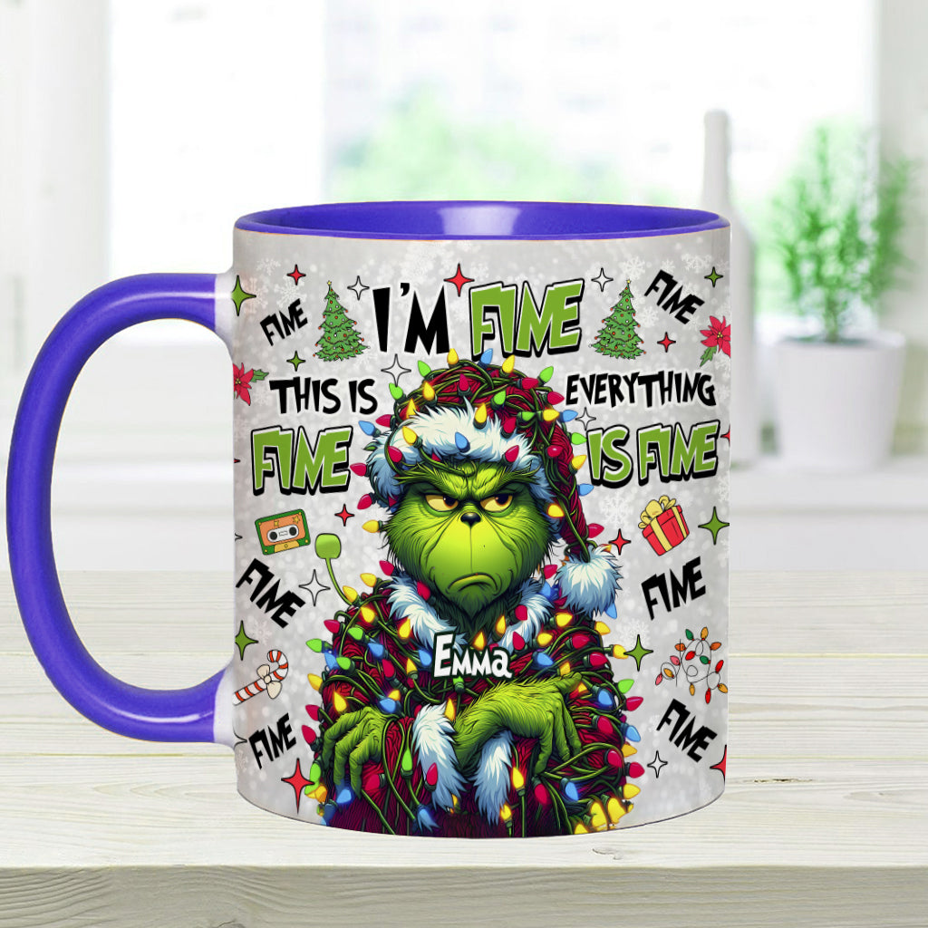 Personalized Christmas Accent Mug with Grinch Design for Mom