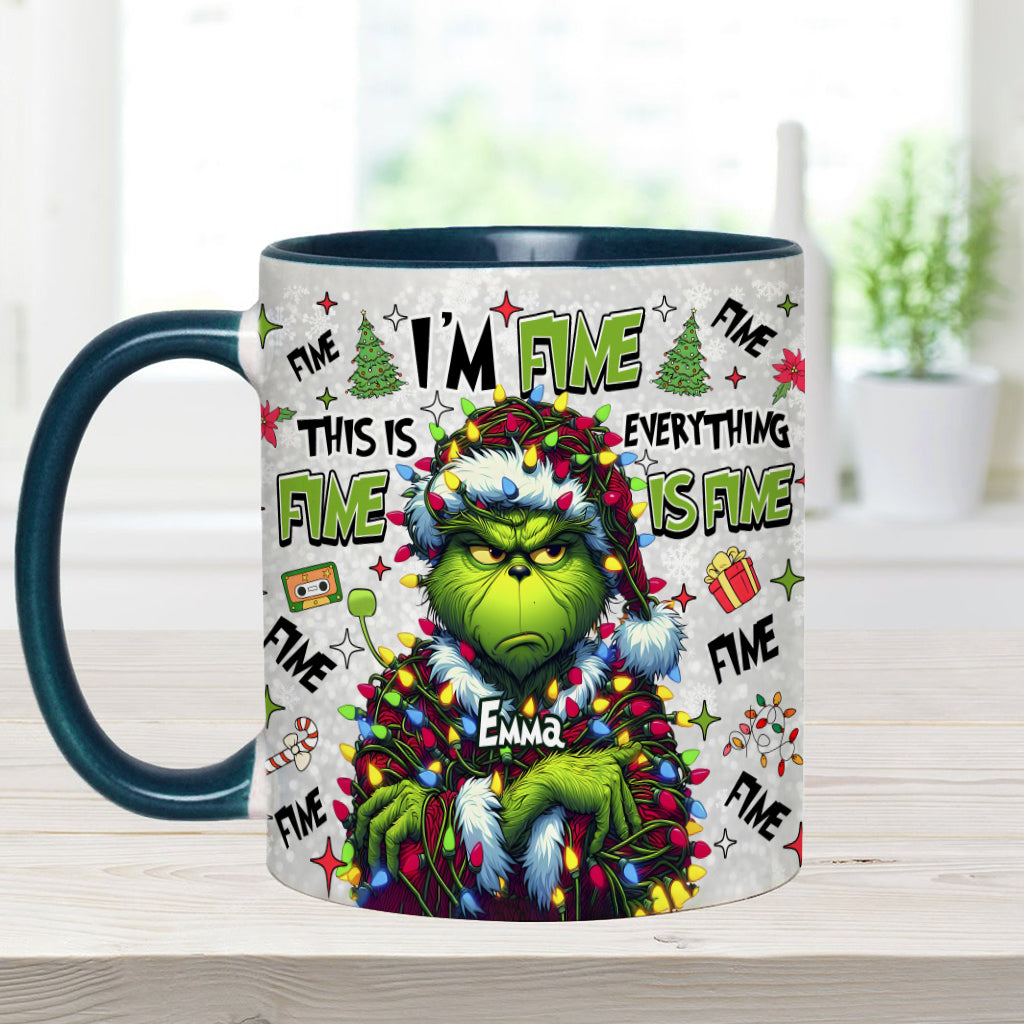 Personalized Christmas Accent Mug with Grinch Design for Mom