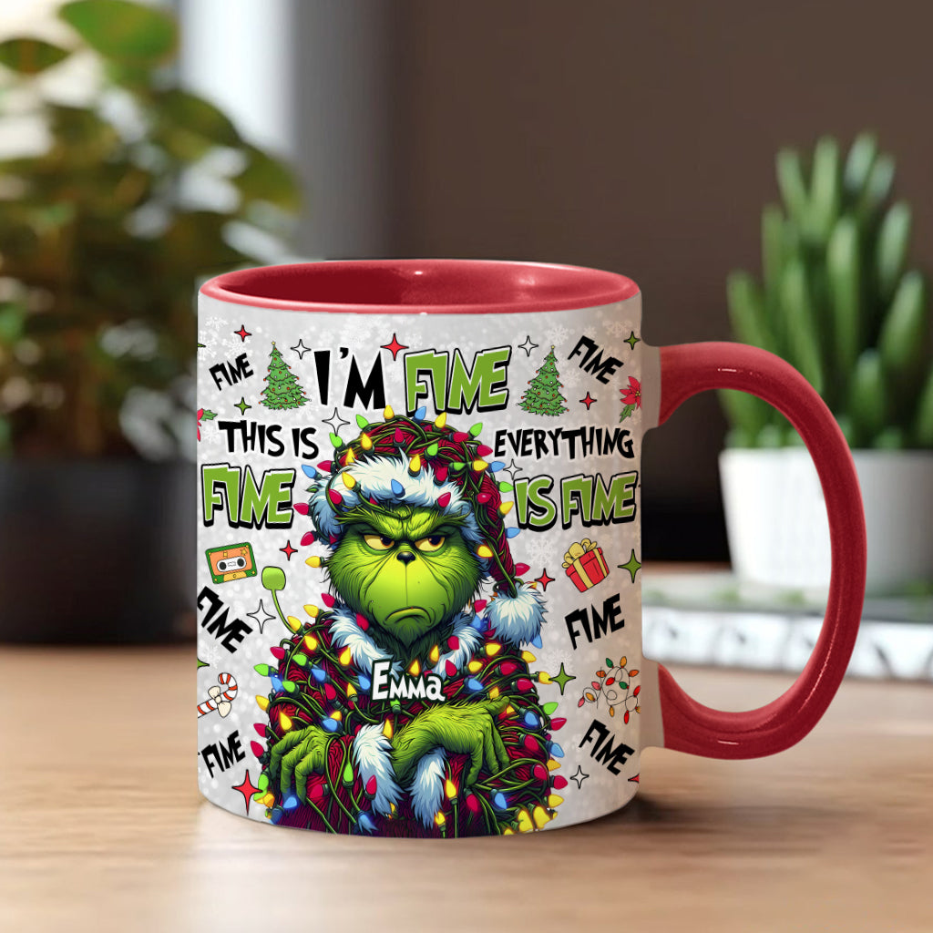 Personalized Christmas Accent Mug with Grinch Design for Mom