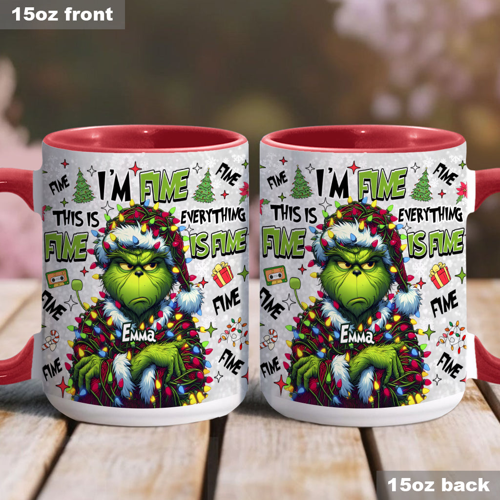Personalized Christmas Accent Mug with Grinch Design for Mom