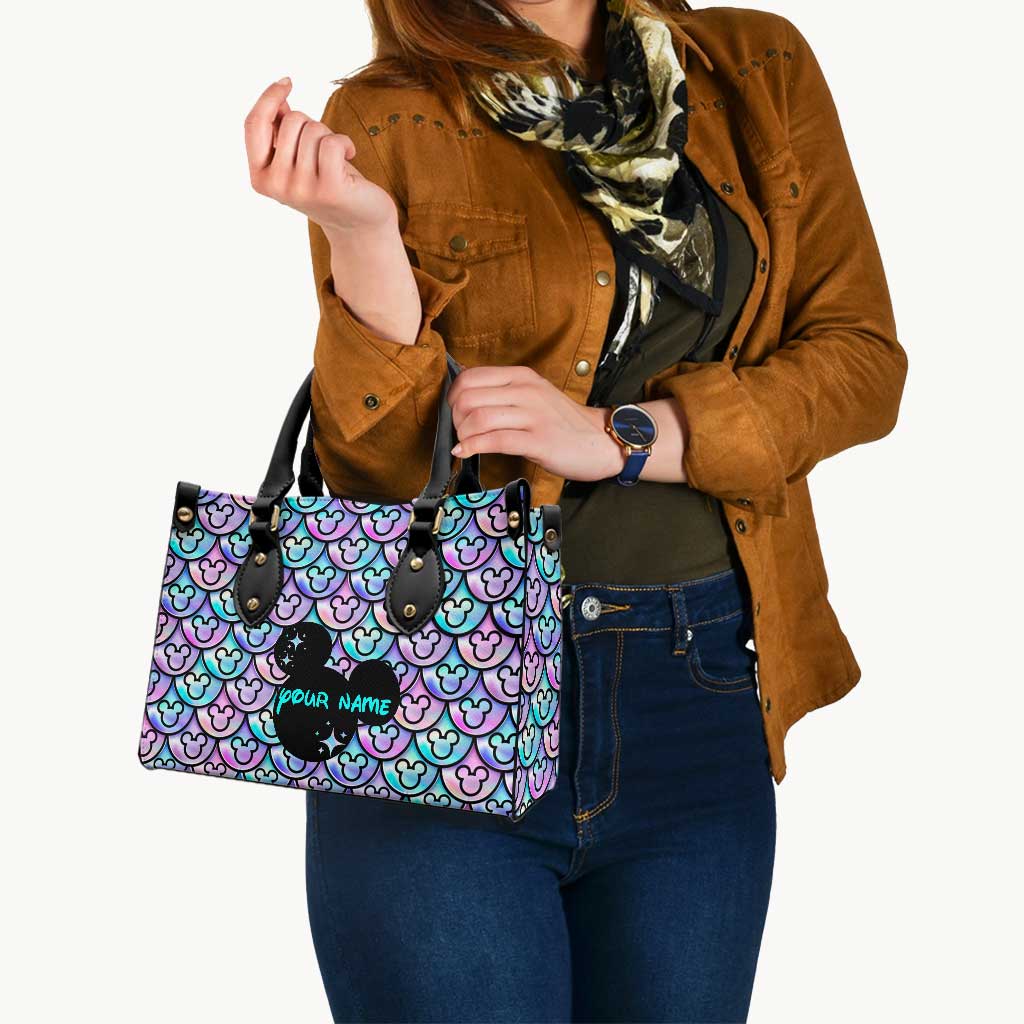 Personalized Leather Handbag with Mickey Design Gift for Her