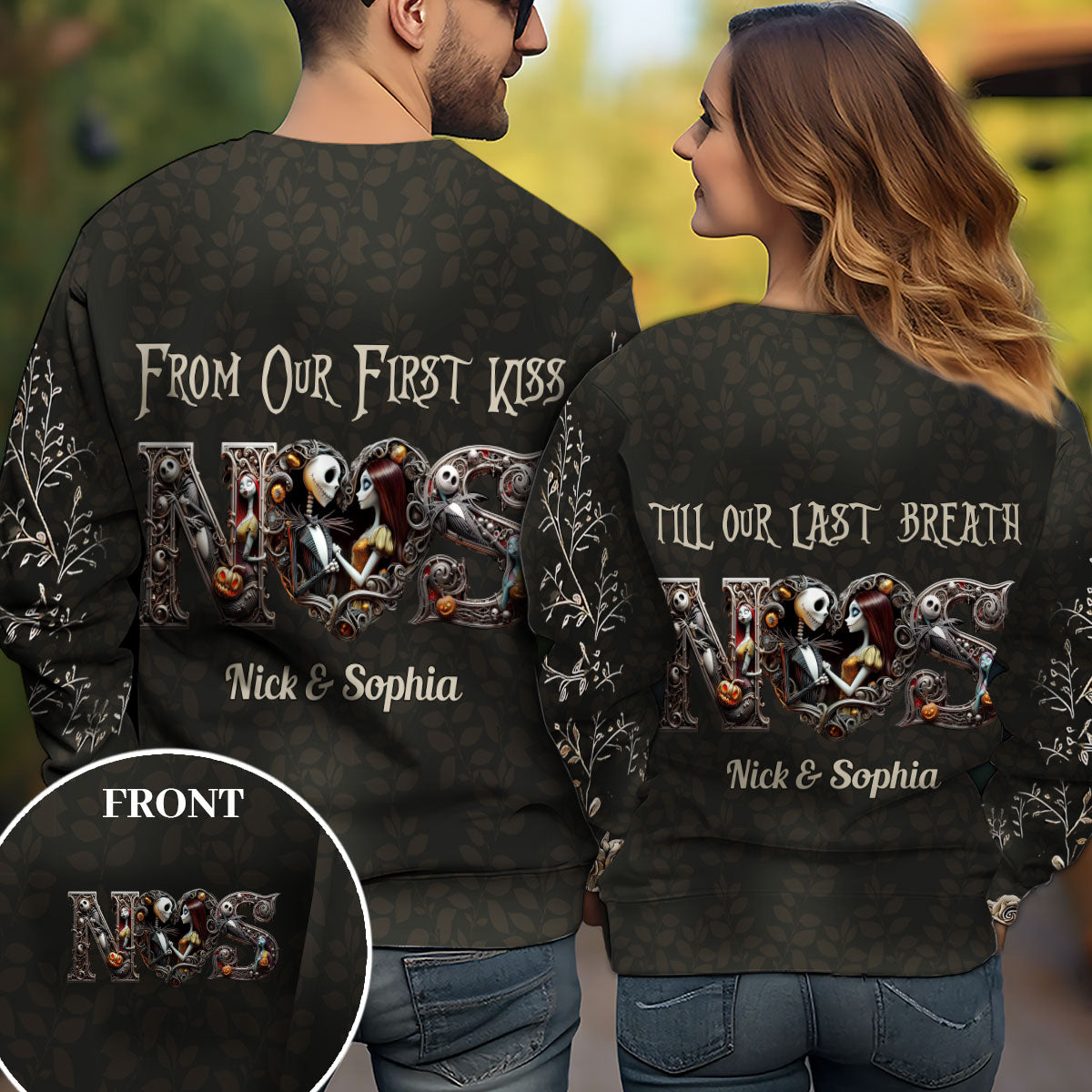 Personalized Halloween All Over Shirt for Couples Gift