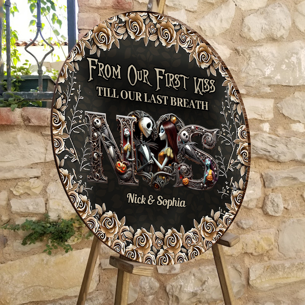 Personalized Round Wood Sign for Couples - Till Dead Do Us Part Gift