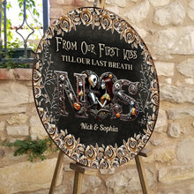 Load image into Gallery viewer, Personalized Round Wood Sign for Couples - Till Dead Do Us Part Gift
