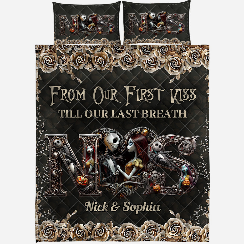 Personalized Nightmare Quilt Set Custom Name Gift for Couples