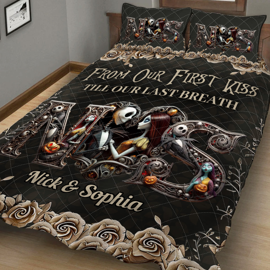 Personalized Nightmare Quilt Set Custom Name Gift for Couples