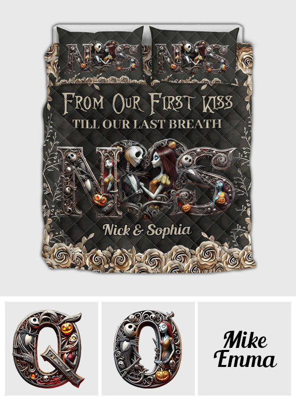 Personalized Nightmare Quilt Set Custom Name Gift for Couples
