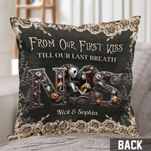 Load image into Gallery viewer, Personalized Nightmare Themed Throw Pillow Custom Names Gift for Couple
