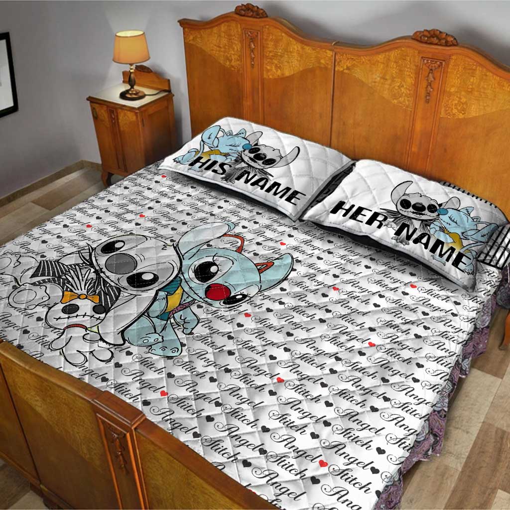 Personalized Ohana Quilt Set Custom Names Gift for Couples