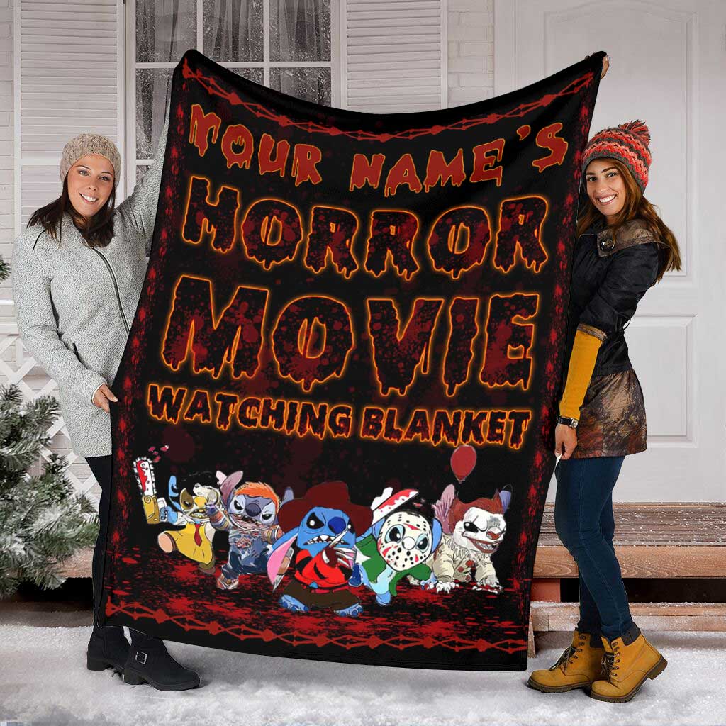 Personalized Horror Movie Watching Blanket Custom Name Gift for Halloween