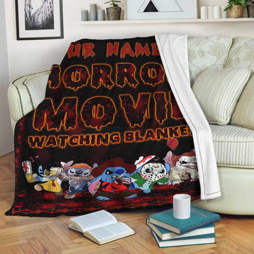 Personalized Horror Movie Watching Blanket Custom Name Gift for Halloween