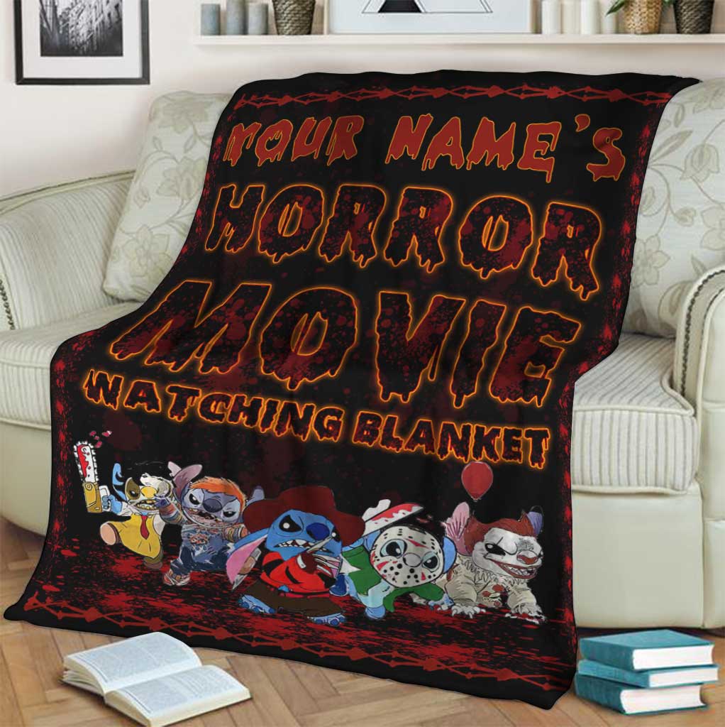 Personalized Horror Movie Watching Blanket Custom Name Gift for Halloween