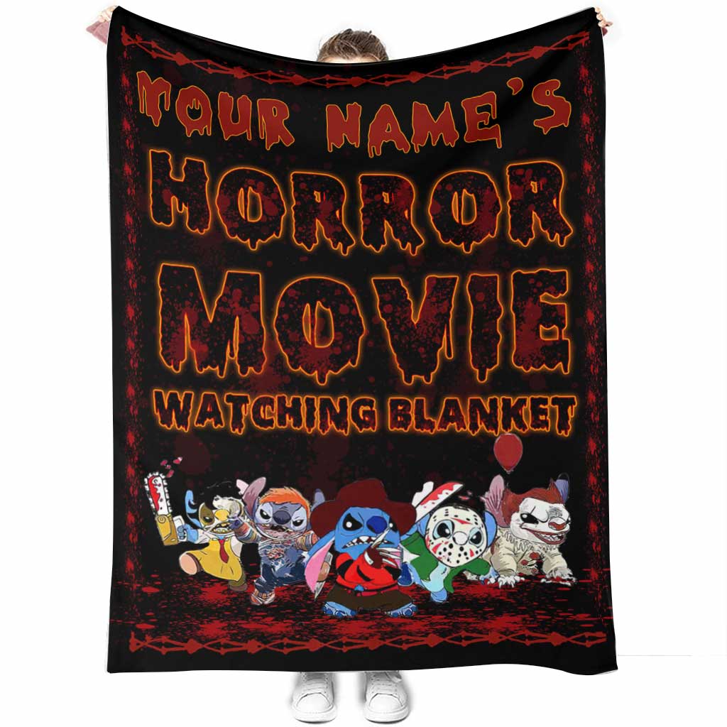Personalized Horror Movie Watching Blanket Custom Name Gift for Halloween