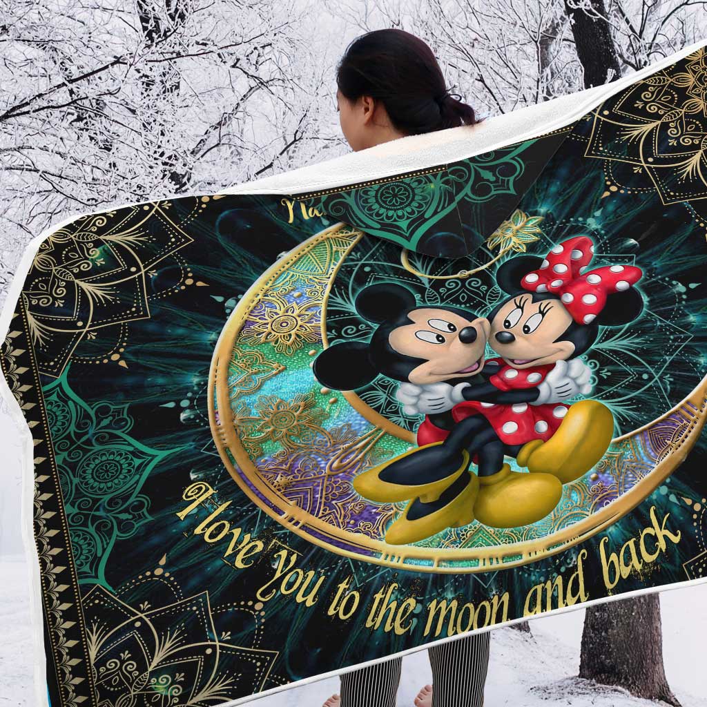 Personalized Hooded Blanket to the Moon and Back Gift for Couple
