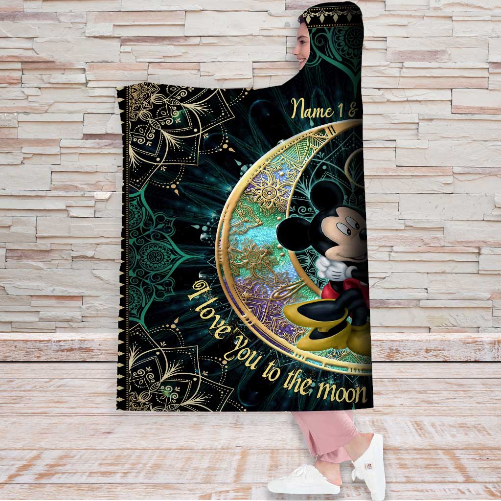 Personalized Hooded Blanket to the Moon and Back Gift for Couple