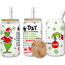 Load image into Gallery viewer, Personalized Grinch Can Glass with Straw Customized for Christmas
