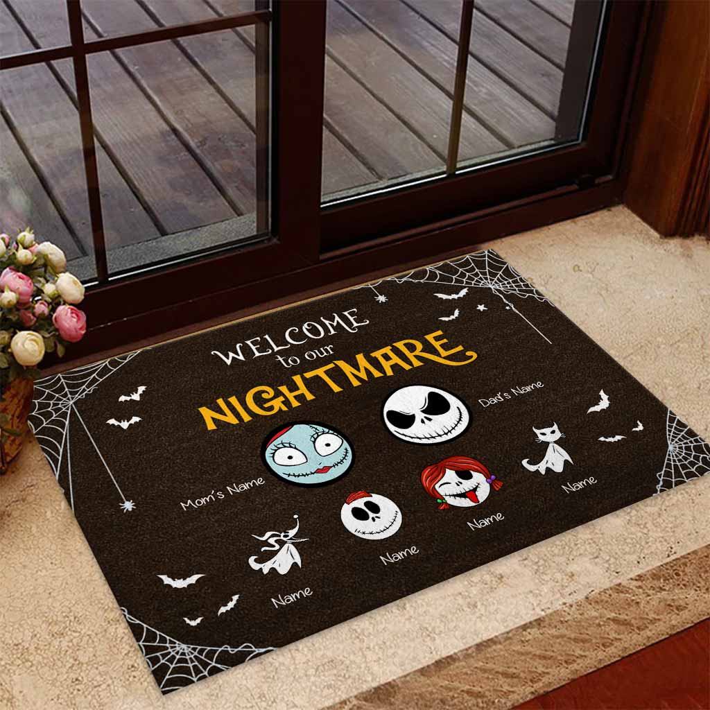 Personalized Halloween Doormat Custom Family Names Welcome Gift