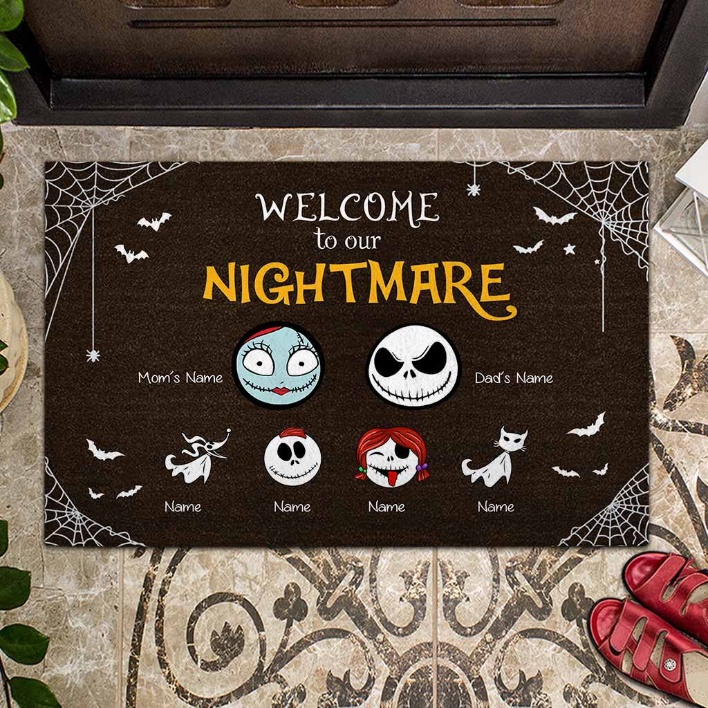 Personalized Halloween Doormat Custom Family Names Welcome Gift