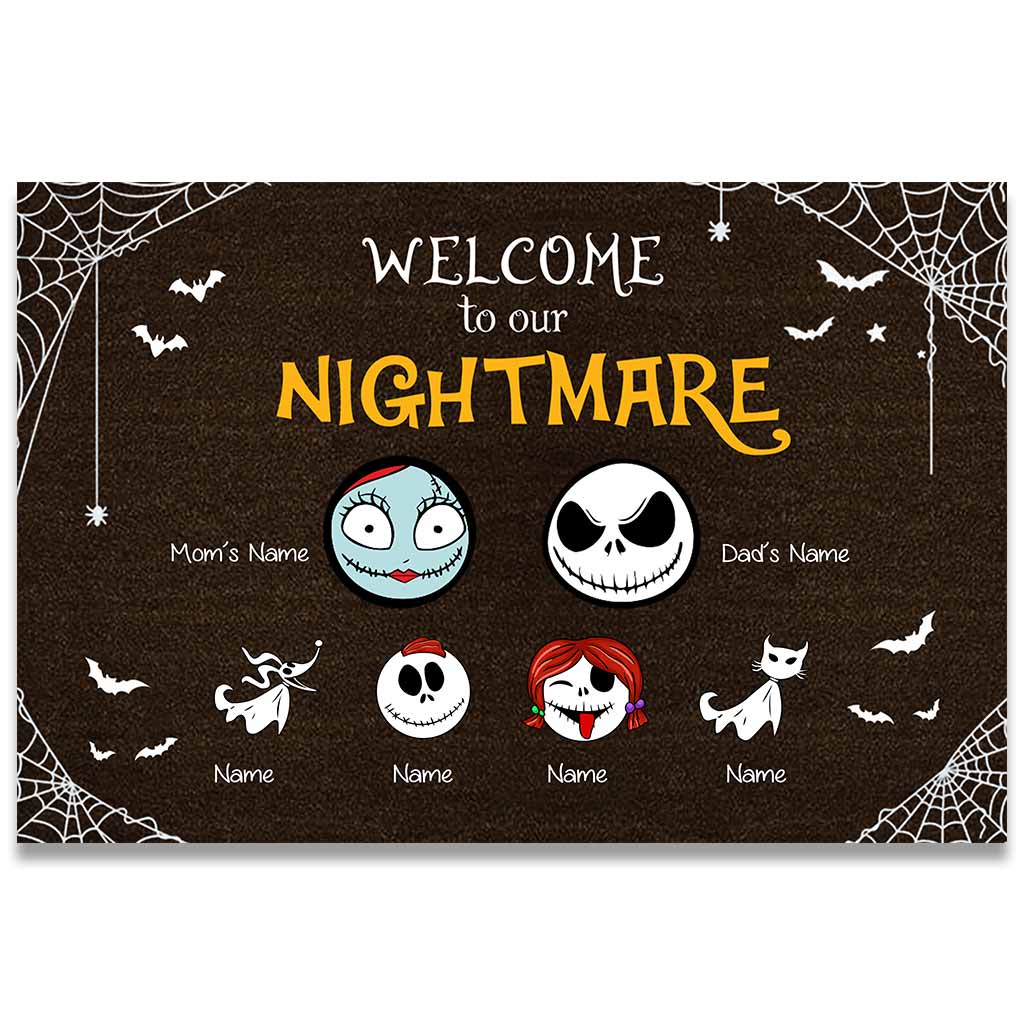 Personalized Halloween Doormat Custom Family Names Welcome Gift