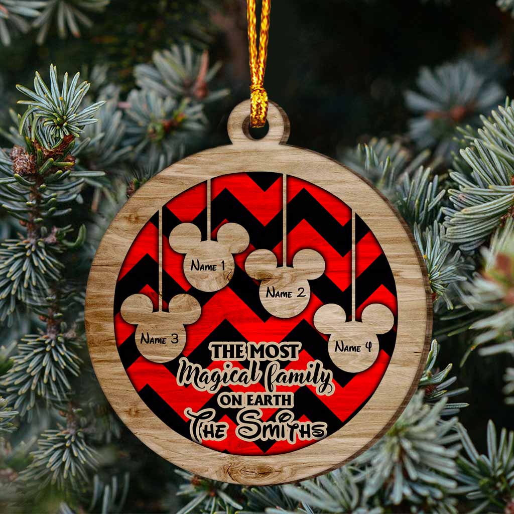 Personalized Mickey Mouse Family Wood Ornament Custom Names Christmas Gift
