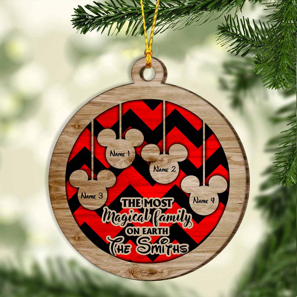 Personalized Mickey Mouse Family Wood Ornament Custom Names Christmas Gift