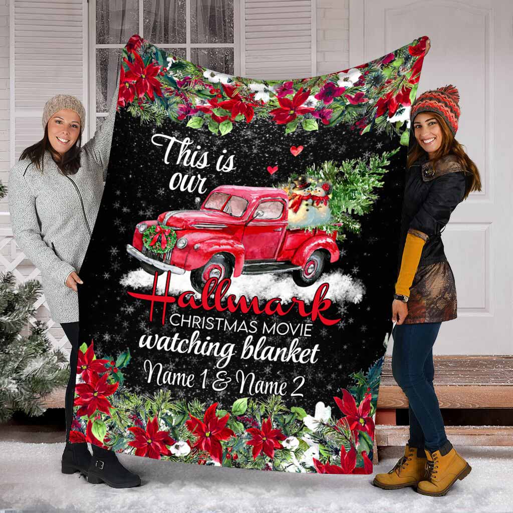 Personalized Christmas Movie Watching Blanket Custom Name Gift