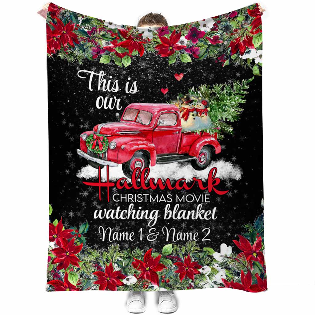 Personalized Christmas Movie Watching Blanket Custom Name Gift