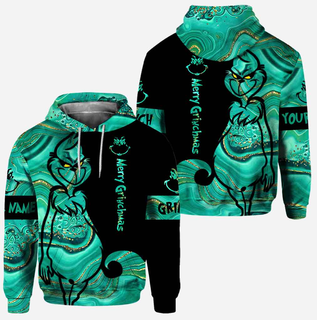 Personalized Grinch Hoodie and Leggings Set Custom Name Gift