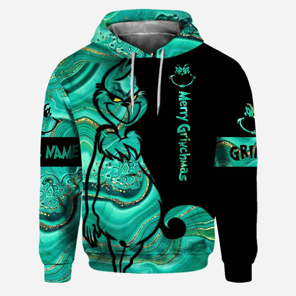 Personalized Grinch Hoodie and Leggings Set Custom Name Gift
