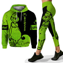 Load image into Gallery viewer, Personalized Grinch Hoodie and Leggings Set for Christmas
