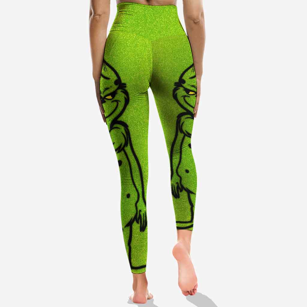 Personalized Grinch Hoodie and Leggings Set for Christmas