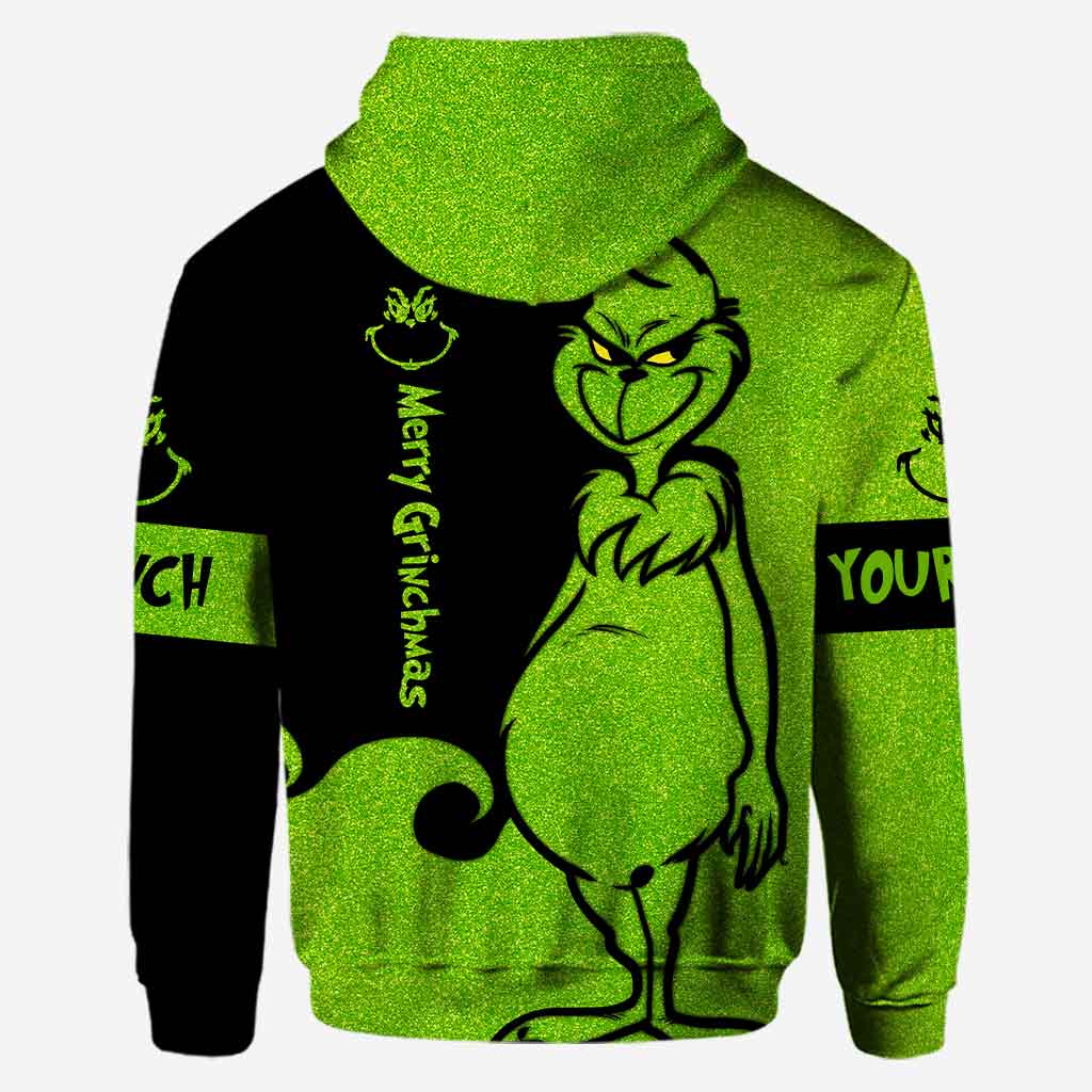Personalized Grinch Hoodie and Leggings Set for Christmas