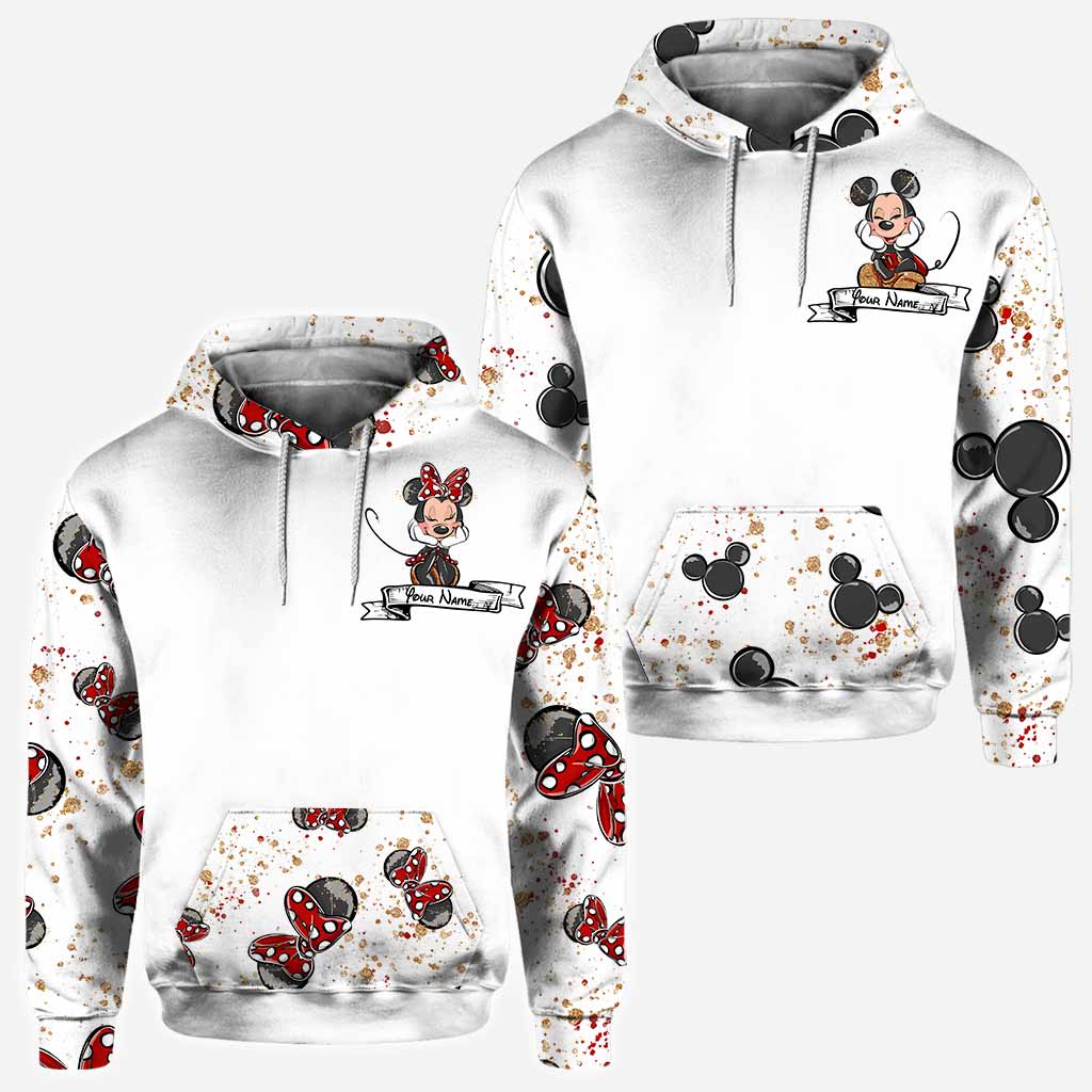 Personalized Mouse Ears Hoodie & T-Shirt Set for Couples - Unique Gift Idea