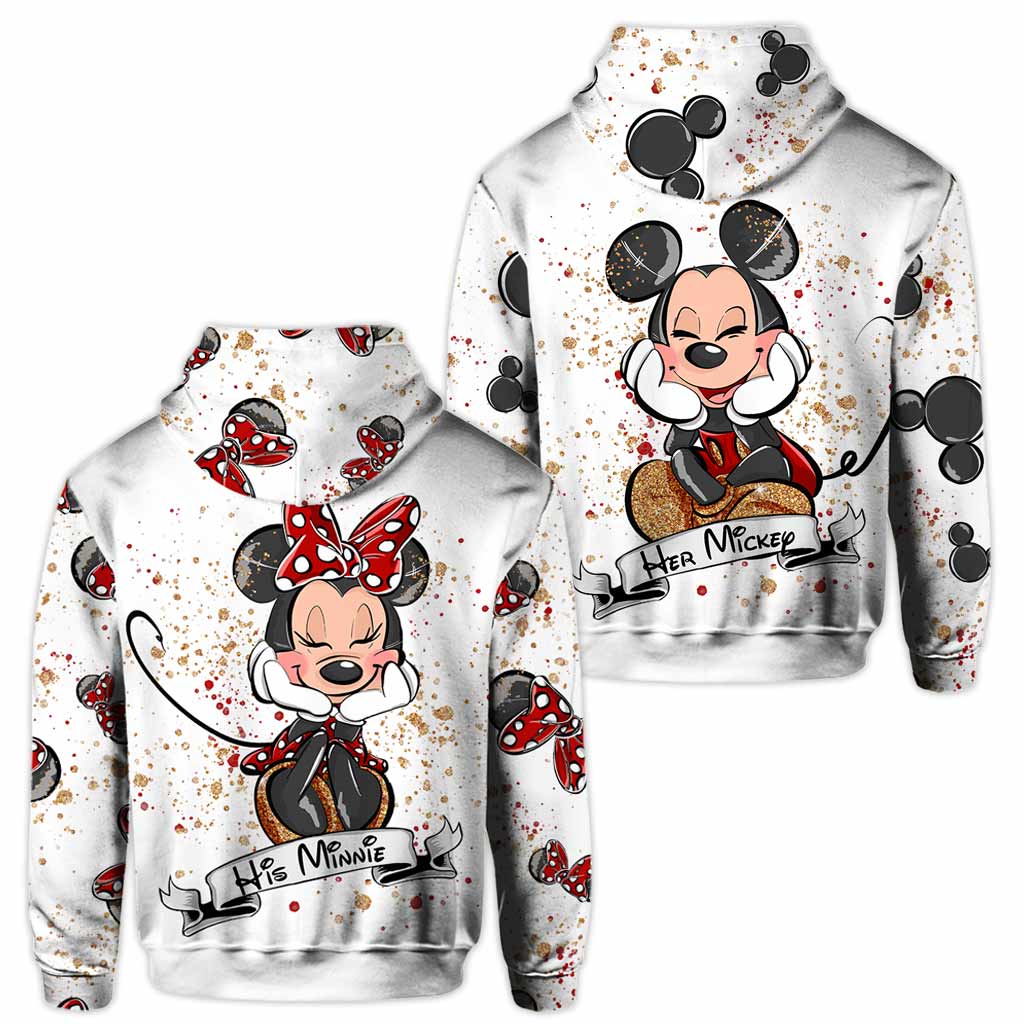 Personalized Mouse Ears Hoodie & T-Shirt Set for Couples - Unique Gift Idea