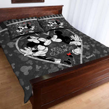 Load image into Gallery viewer, Personalized Mickey Mouse Kiss Me Goodnight Quilt Set for Couples

