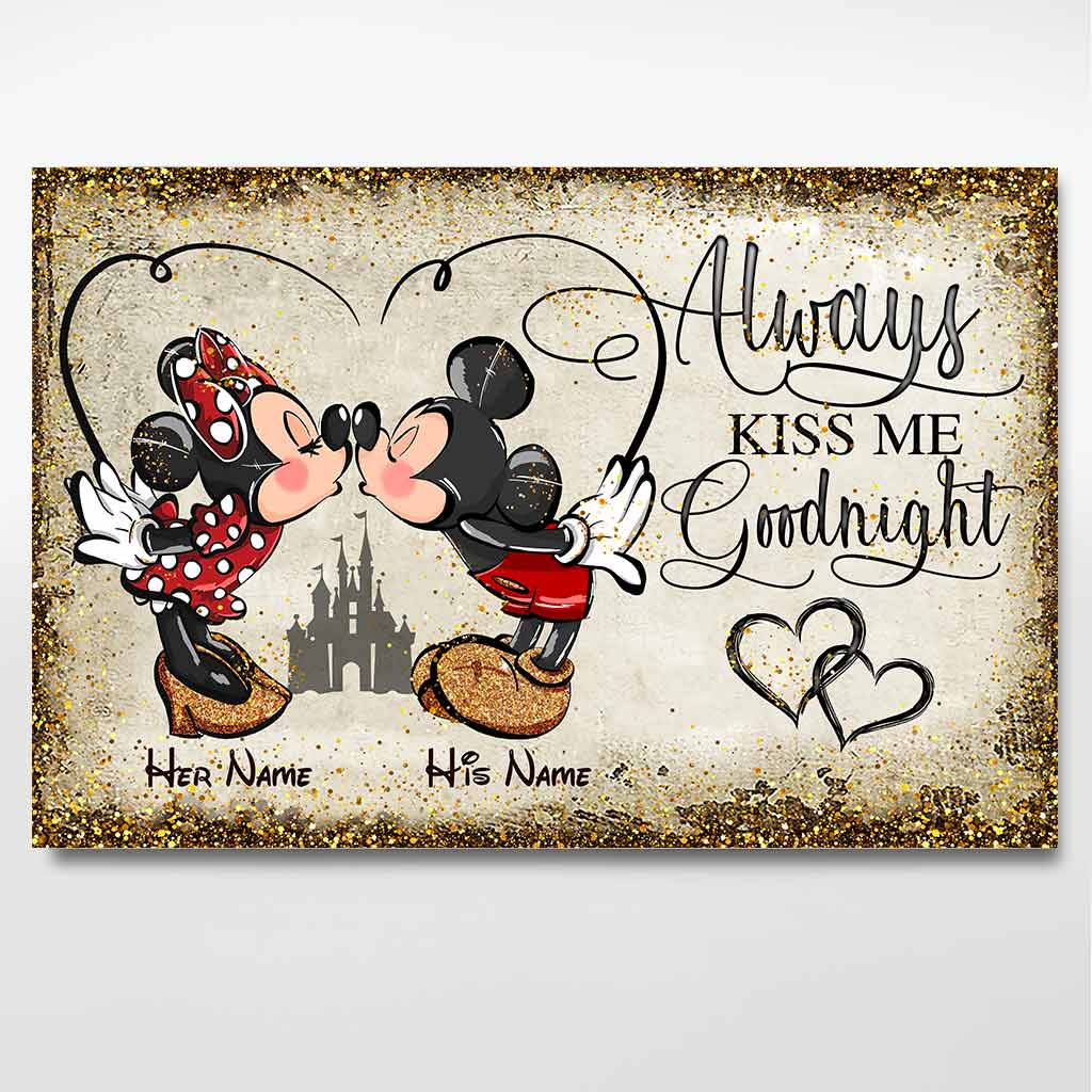 Personalized Mickey and Minnie Mouse Poster Custom Name Gift for Couples