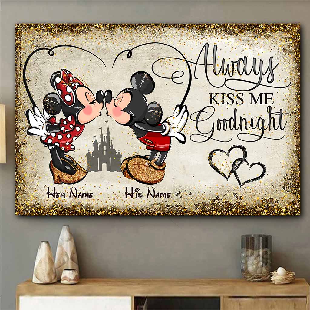 Personalized Mickey and Minnie Mouse Poster Custom Name Gift for Couples