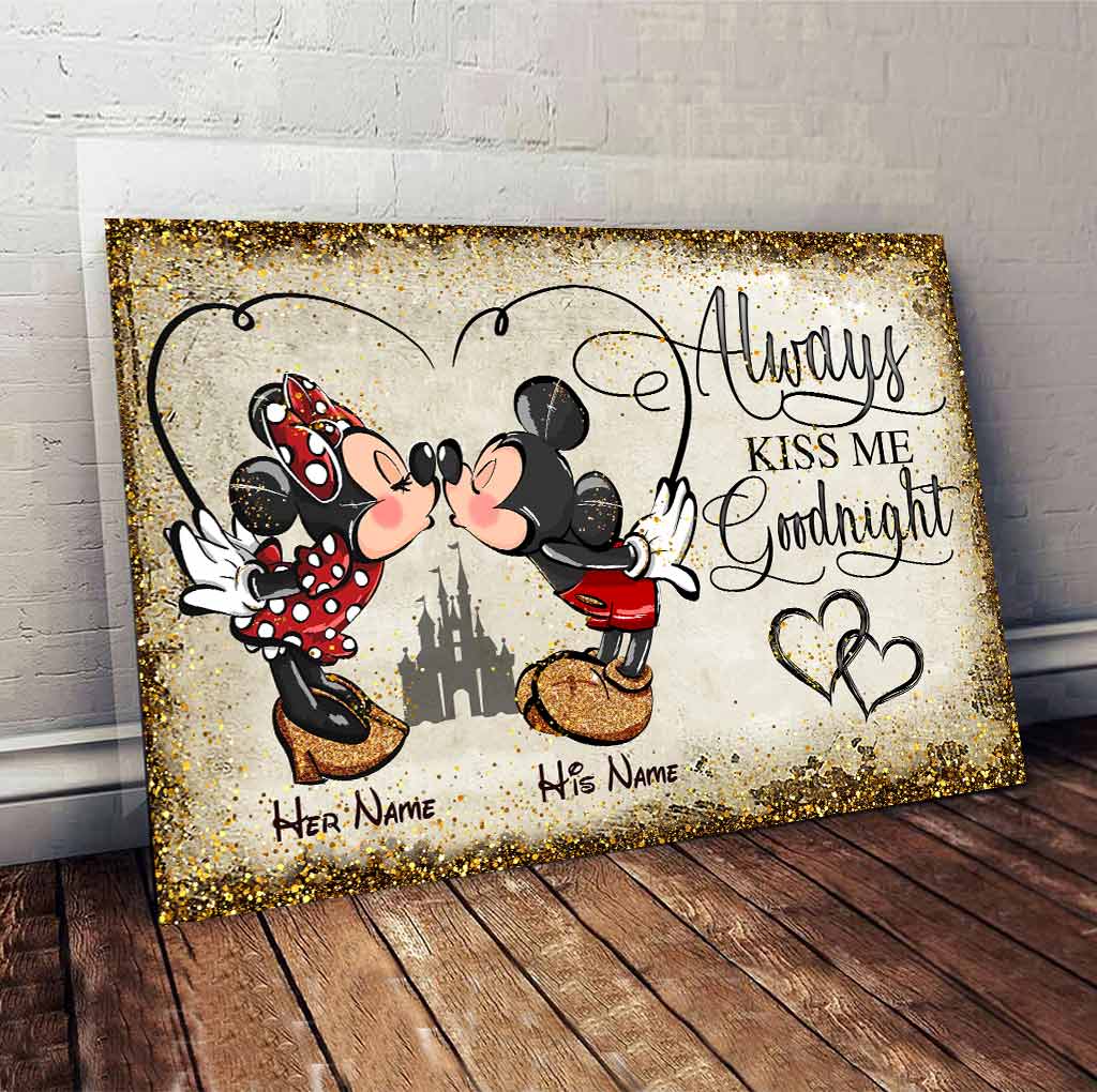 Personalized Mickey and Minnie Mouse Poster Custom Name Gift for Couples