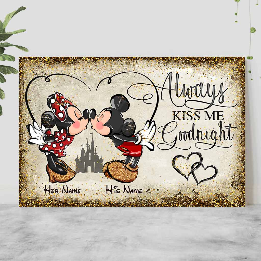 Personalized Mickey and Minnie Mouse Poster Custom Name Gift for Couples